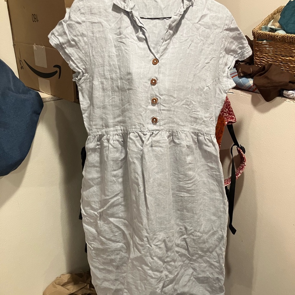 Pyne and Smith light blue linen dress